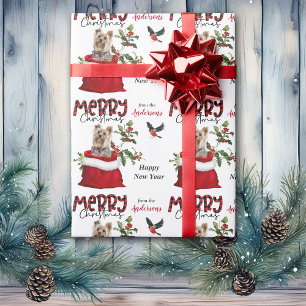 Papier Cadeau Petit Yorkshire Terrier Chien de Noël Sac cadeau