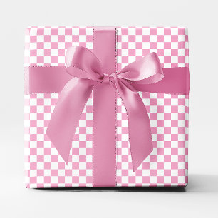 Papier Cadeau Petite À damiers rose pâle et blanche