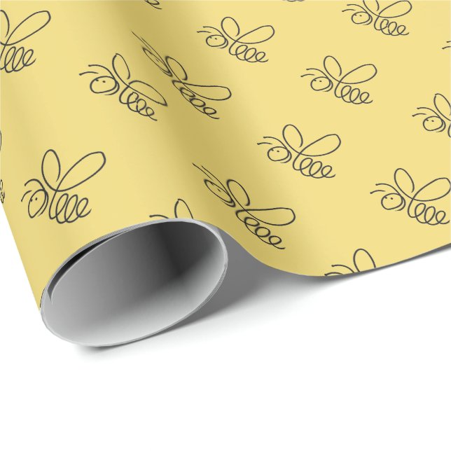 Papier Cadeau Petite abeille apiculture apiculture apéritif chap (Coin rond)