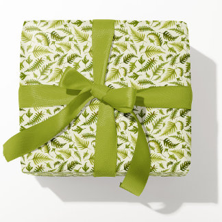 Papier Cadeau Petite Aquarelle Verte Feuilles