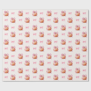 Papier Cadeau Petite Citrouille Baby Shower – Ruban Rose Automne