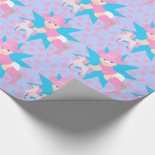 Papier Cadeau Petite Cowgirl Avec N'importe Quelle Occasion Rose