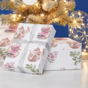 Papier Cadeau Petite Fée Et Théière Anniversaire