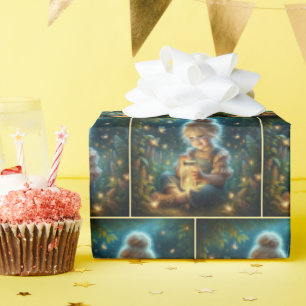 Papier Cadeau Petite Fille Aux lucioles En Jar