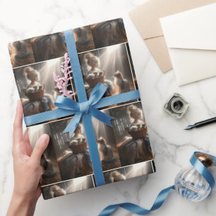 Papier Cadeau Petite Fille Avec Panier De Chatons