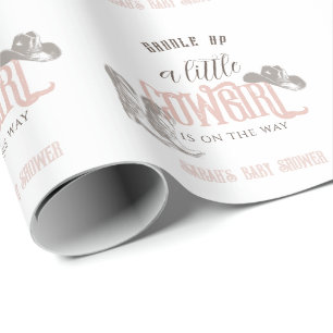 Papier Cadeau Petite fille Baby shower Western rose fille