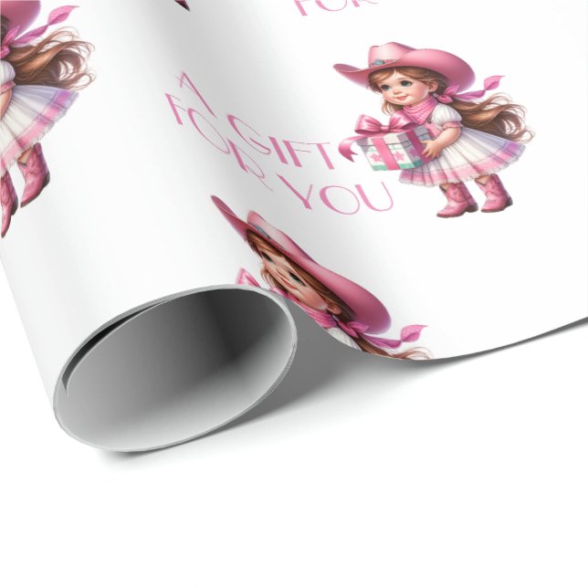 Papier Cadeau Petite fille qui donne un cadeau - Un cadeau pour  (Coin rond)