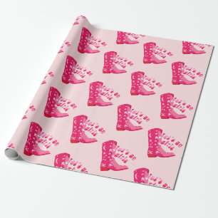 Papier Cadeau Petite fille rose Cowgirl Boot Allons les filles
