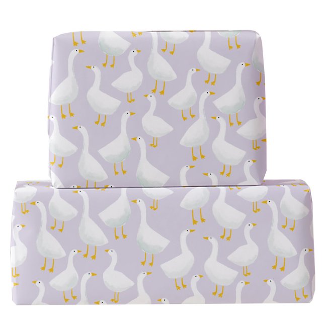 Papier Cadeau Petite oie Lilac pourpre Lilac (Fun Little Goose lilac pastel purple geese themed gift wrapping paper roll)