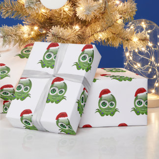 Papier Cadeau Petite pieuvre mignonne avec son casquette de Noël