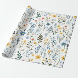 Papier Cadeau Petite pouponnière Fleur sauvage de jardin coloré 
