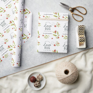 Papier Cadeau Petite Punaise de l'Amour Baby Shower Ladybug Vert