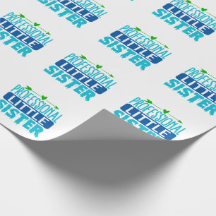 Papier Cadeau Petite sœur professionnelle peinture bleue goutte 