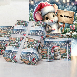 Papier Cadeau Petite souris personnalisez le nom Noël de la fill
