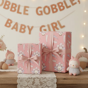 Papier Cadeau Petite Turquie rose Thanksgiving Baby Girl