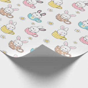 Papier Cadeau Petites tasses de thé et marsouins de Pâques