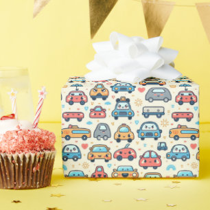 Papier Cadeau Petites voitures colorées Garçon B-day Party