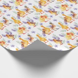 Papier Cadeau Petits canards jaunes