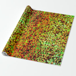 Papier Cadeau Petits carrés ou carreaux verts et bruns flous