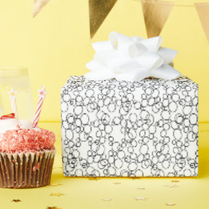 Papier Cadeau Petits Cercles Noirs Ovules Blancs 