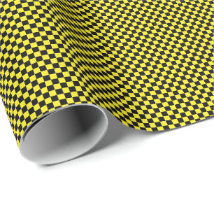 Papier Cadeau Petits chèques noirs et jaunes papier d'enveloppem