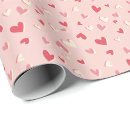 Papier Cadeau Petits coeurs mignons dans les tons roses
