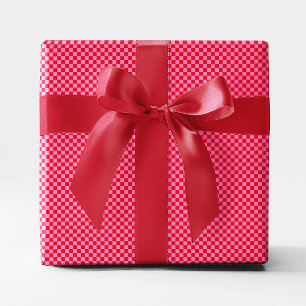 Papier Cadeau Petits damiers rouges et roses