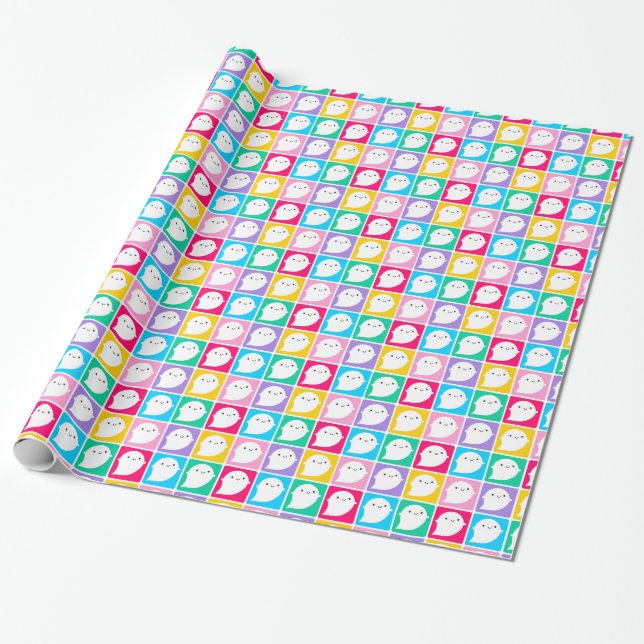 Papier Cadeau Petits Fantômes colorés (Déroulé)