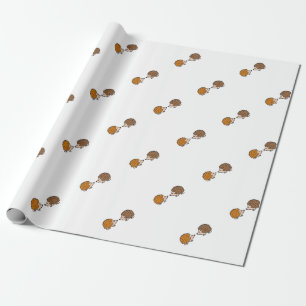 Papier Cadeau Petits hérissons tirés par la main mignons dans