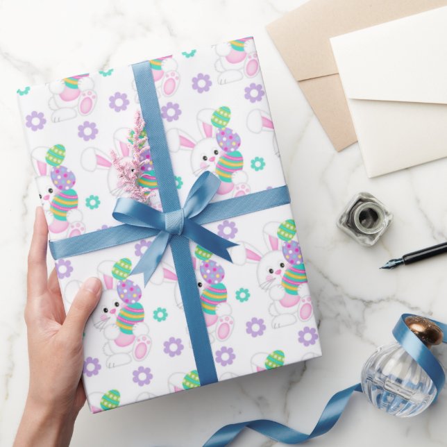 Papier Cadeau Petits lapins et oeufs de Pâques | Pâques (Cadeaux)
