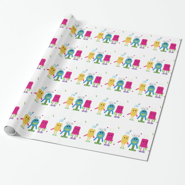 Papier Cadeau Petits monstres stupides (Déroulé)