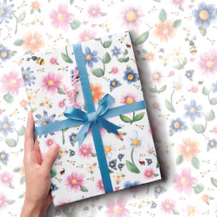 Papier Cadeau Petits motifs de coccinelles et de fleurs