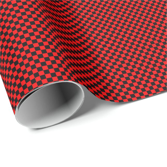Papier Cadeau Petits papiers d'enveloppement noir et rouge (Coin rond)