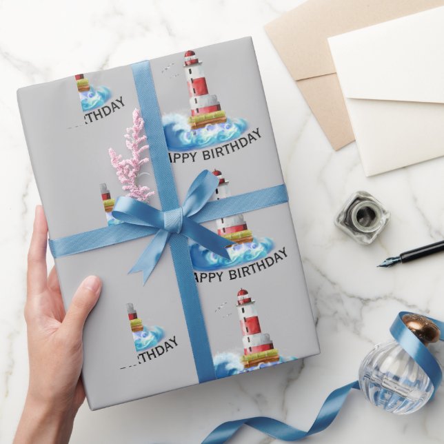 Papier Cadeau Phare D'Anniversaire Avec Vague (Cadeaux)