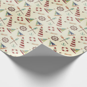 Papier Cadeau phare marin et voilier