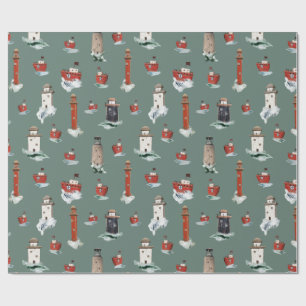 Papier Cadeau Phare Rouges Rustiques Bateaux En Mer Stormy 2