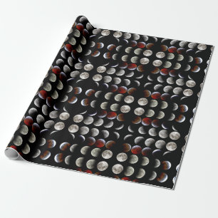 Papier Cadeau Phases Lune Pagan Noir Vacances Wiccan Esbat