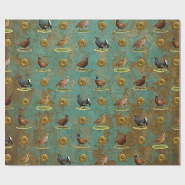 Papier Cadeau Pheasant, Grouse, Partridge,Christmas Gift wrap (Plat)