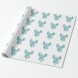 Papier Cadeau Phoenix bleu se lève sur blanc
