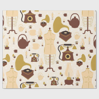 Papier Cadeau phonographe antique vintage rétro mannequin sepia