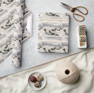 Papier Cadeau Phoques de la Harpe Vintage dans la neige arctique