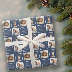 Papier Cadeau Photo avec renne de dessin animé avec Joyeux Noël