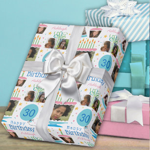 Papier Cadeau Photo Collage Nom 30e anniversaire