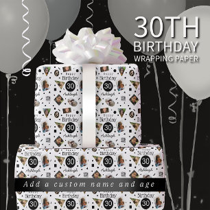 Papier Cadeau Photo Confetti Nom 30e Anniversaire Papier d'envel