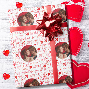 Papier Cadeau Photo d'amour romantique de voyage Je t'aime Avion