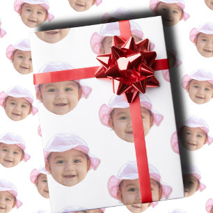 Papier Cadeau Photo de bébé personnalisée, visage de bébé photo