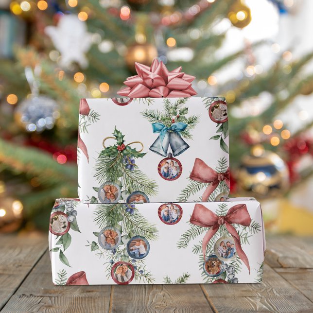 Papier Cadeau Photo de famille Ornements Noël (Créateur téléchargé)