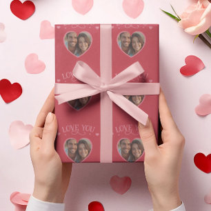 Papier Cadeau Photo de la Saint Valentin Rouge Personnalisé