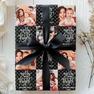 Papier Cadeau Photo de Noël Merry And Bright à carreaux de Buffa