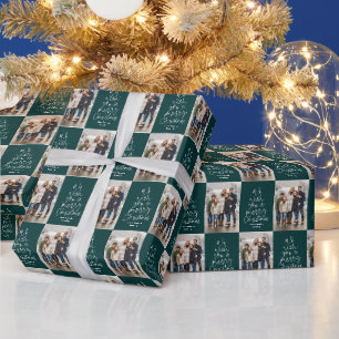 Papier Cadeau Photo de Noël noir turquoise